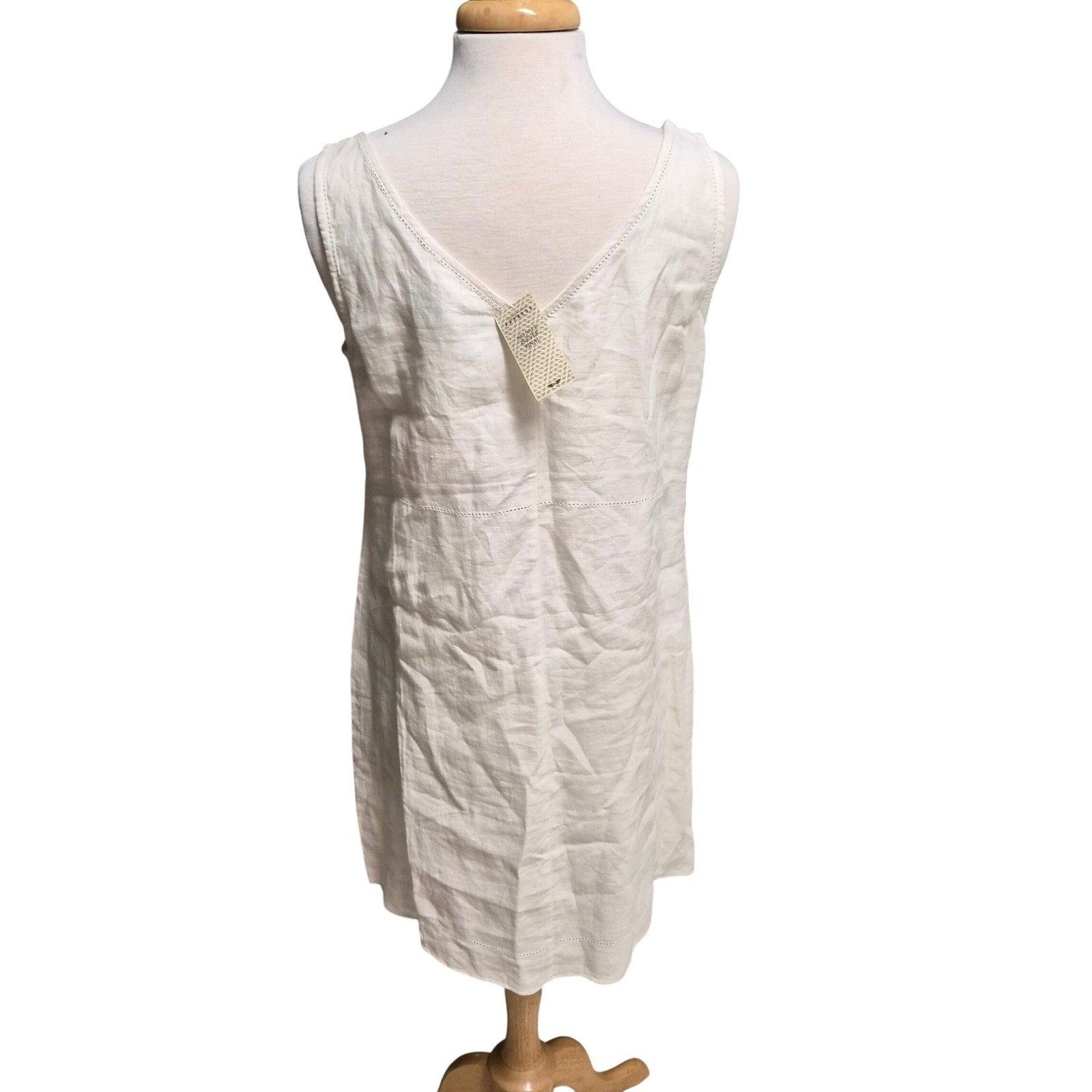 Compagnie Internationale Express White Linen Sleeveless V-Neck Dress NWT 11/12