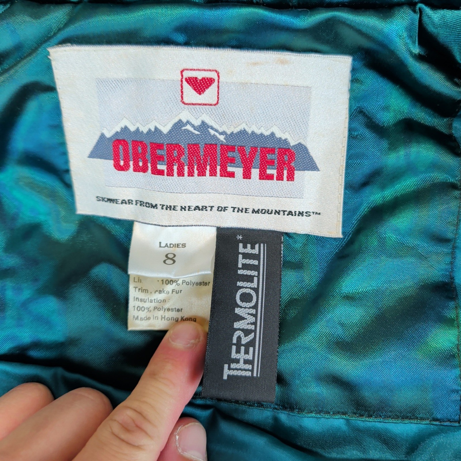 Obermeyer Womens Ski Jacket 8 Green Iridescent Puffer VTG Thermolite Insulated