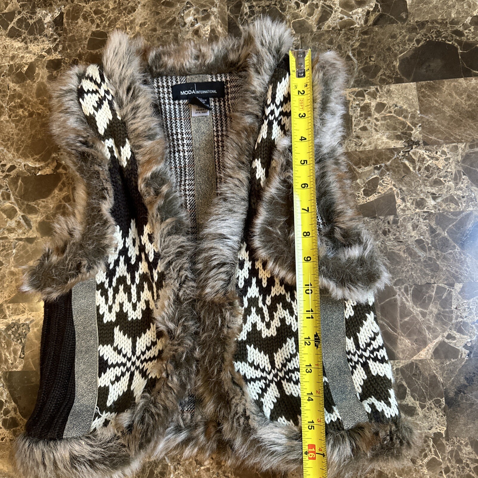 Y2K SNOWFLAKE FUR VEST S/M HIPPIE BOHO SKATER GRUNGE WHIMSIGOTH FAIRY WITCHY
