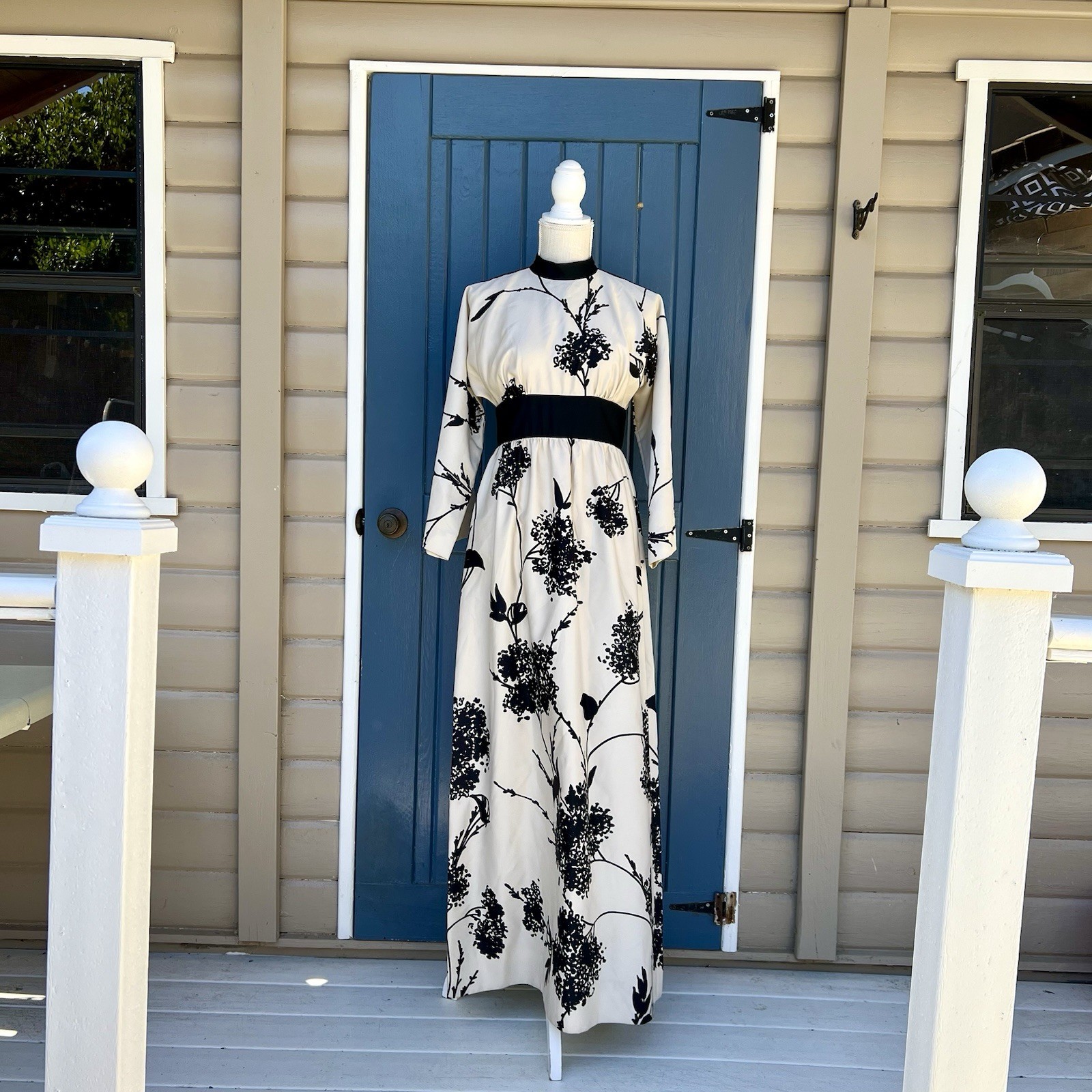 Vintage Tori Richard Honolulu Retro 70sWhimsygoth Empire Waist Floral Gown 8