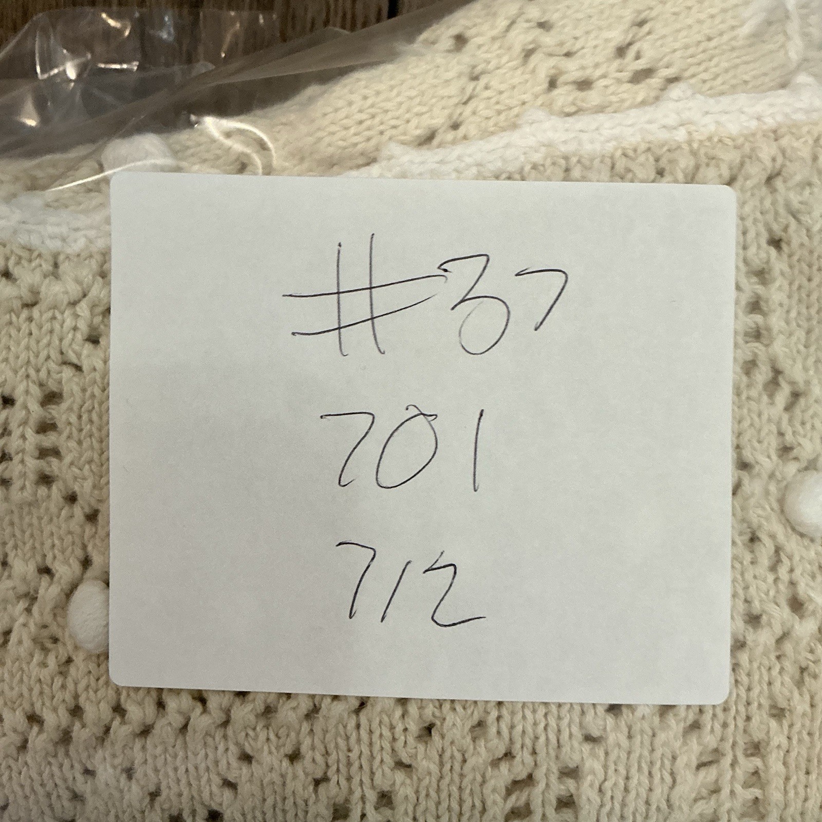 VINTAGE Size M Cristina Cream Open Knit Floral Sweater Womens Ramie Cotton 37701
