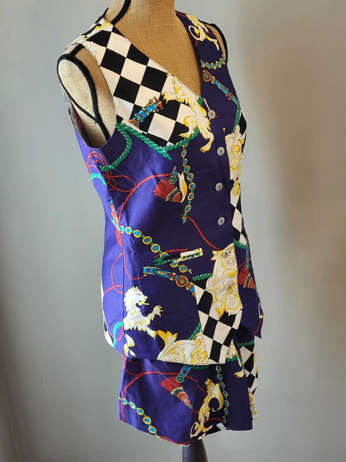 Alexander Campbell Vintage 80s Size 6 Cotton Dress Short Set Purple