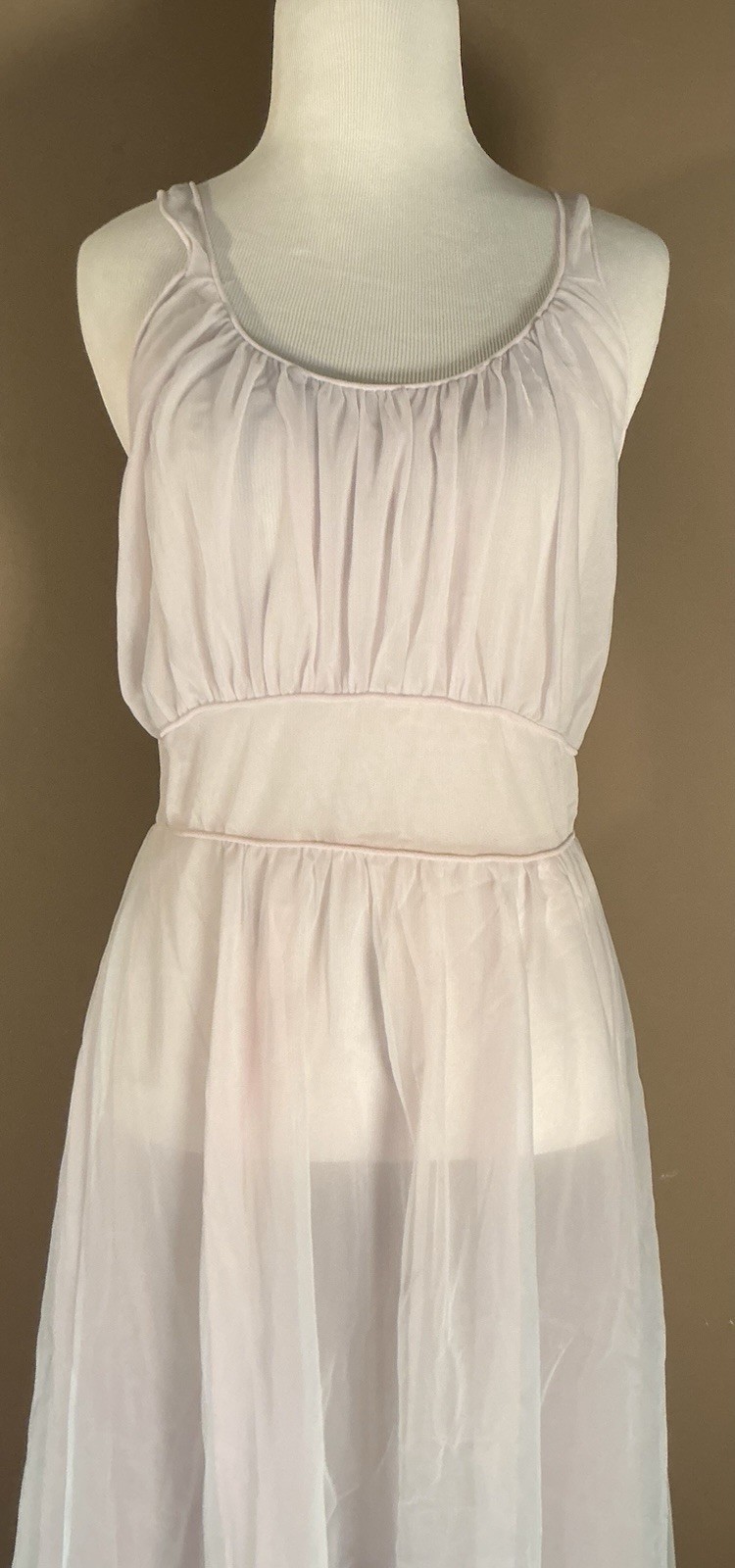 Vintage 60s Pink and Blue Sheer Peignoir Lingerie Robe Gown Set Sz 32