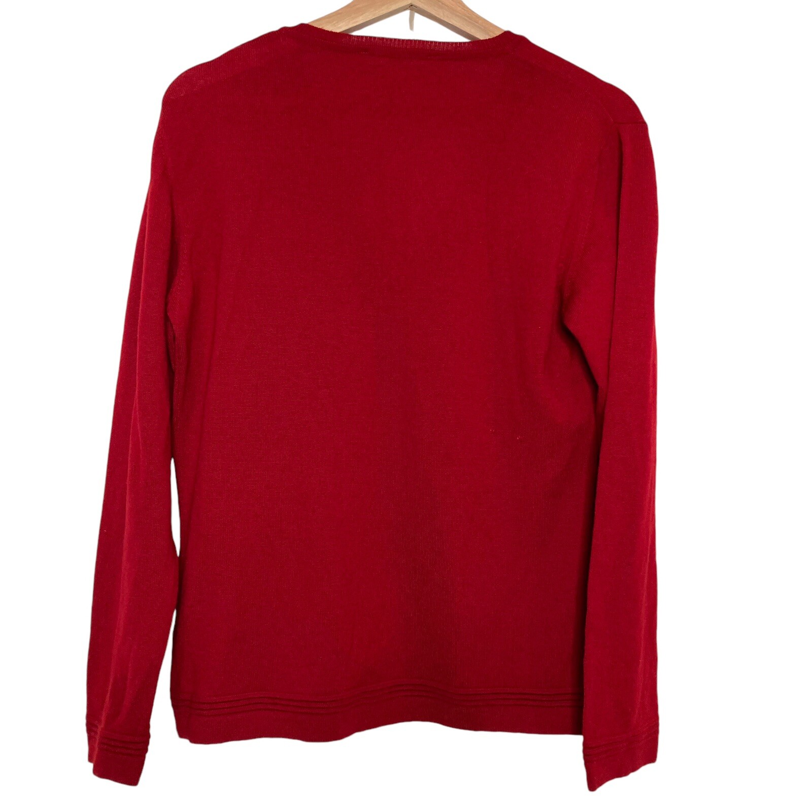 HIRSCH 100% Merino Wool Red Sweater Vintage Cardigan Size 40 Or Medium