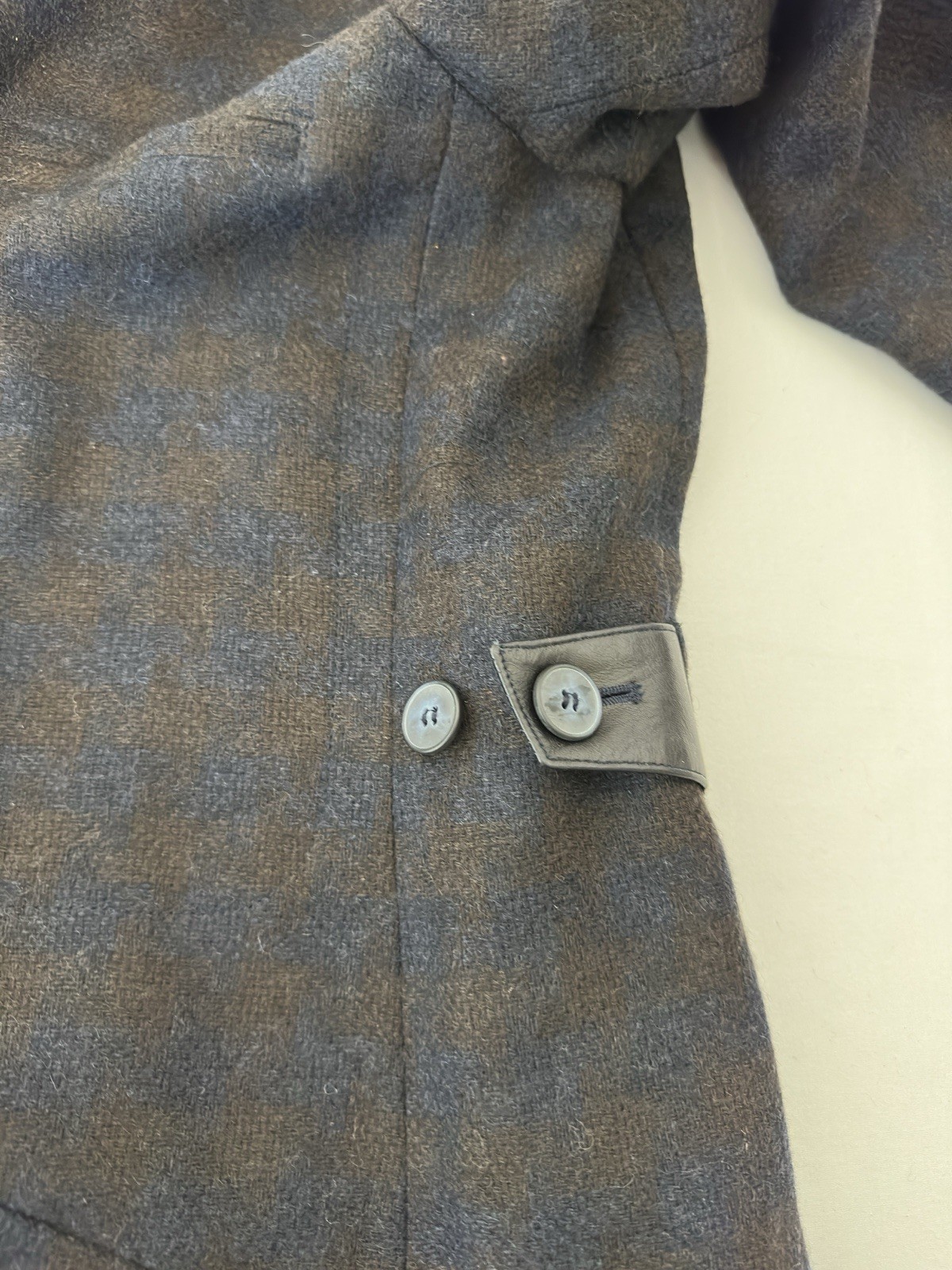 Vtg 90s New Harve Bernard Wool Blazer Jacket Brown Blue Houndstooth Minimalist 6