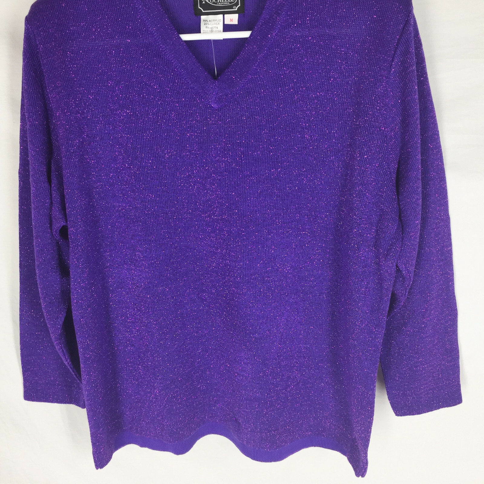 NEW VTG Rochelle California Sweater Size Medium Shoulder Pads Pinup Retro Purple