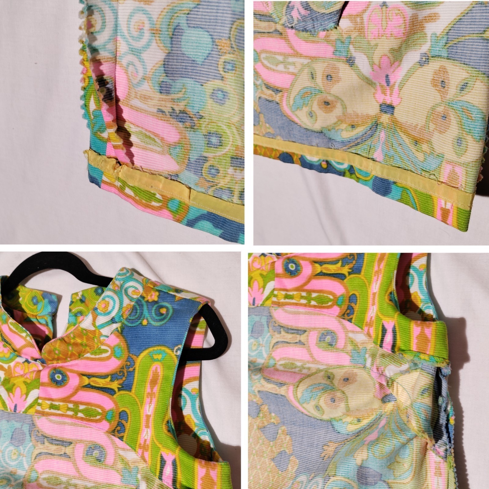 Tori Richard Hawaiian psychedelic 60s Multicolor Shift Dress Sz 12 Vtg