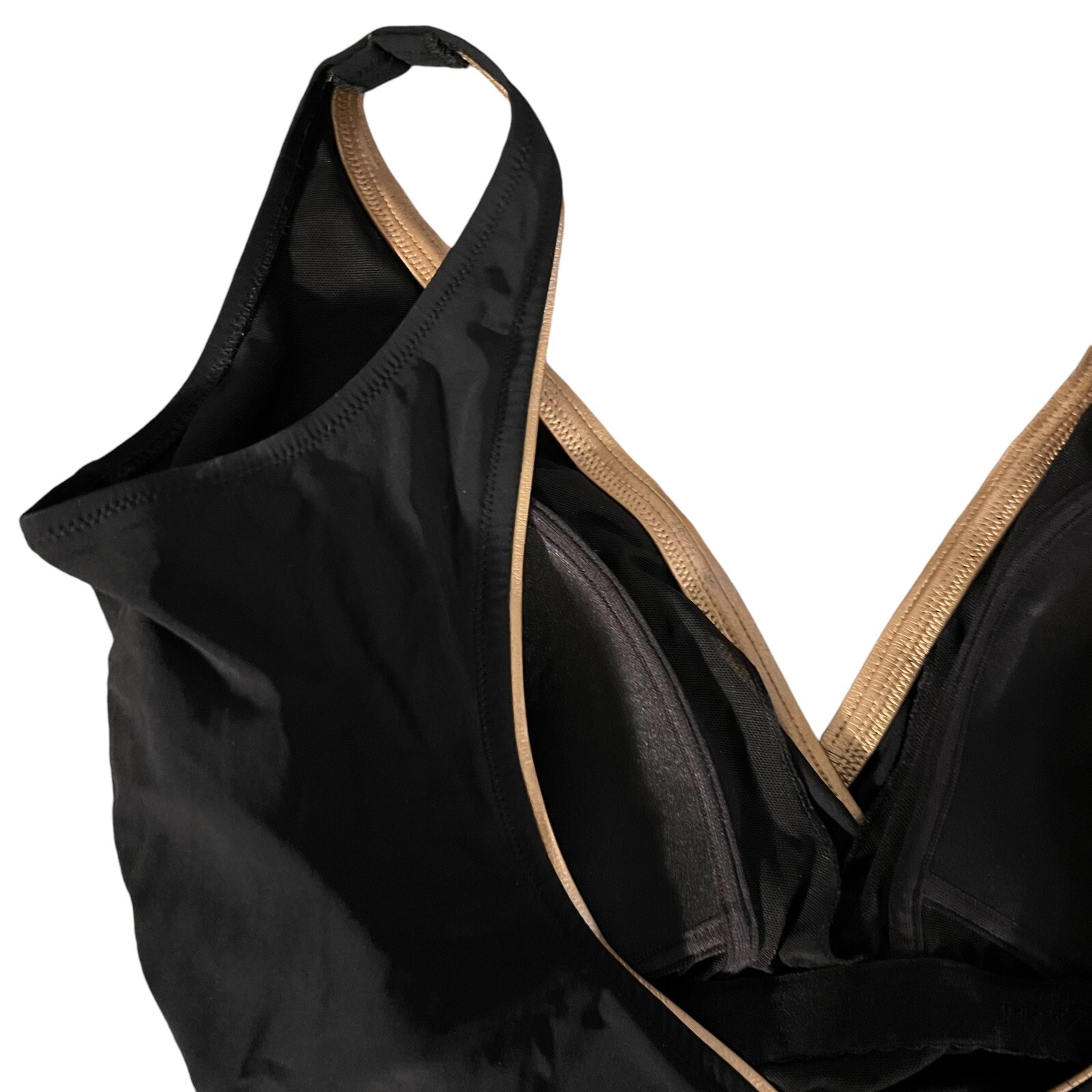 Vintage Gottex Swimsuit Black Gold Sunburst Size 16 Retro 80s Swimwear