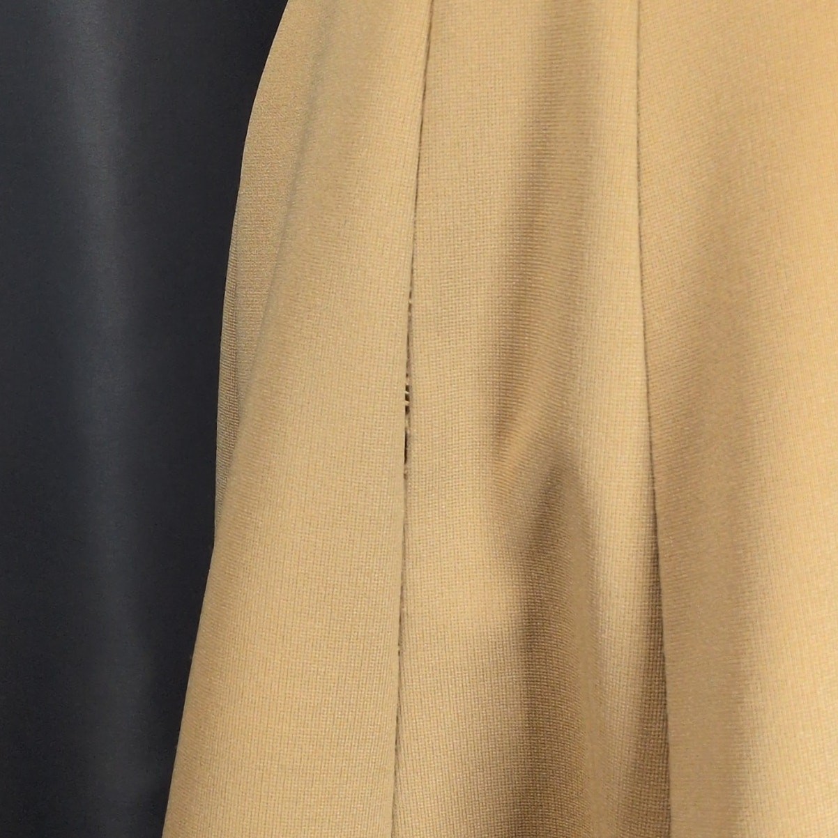 Vintage 1960s Lester Paul Beige Khaki White Contrast Pleated A-Line Dress