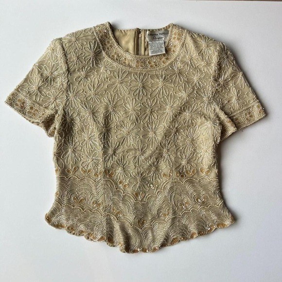 Vintage Adrianna Papell Silk Beaded Top