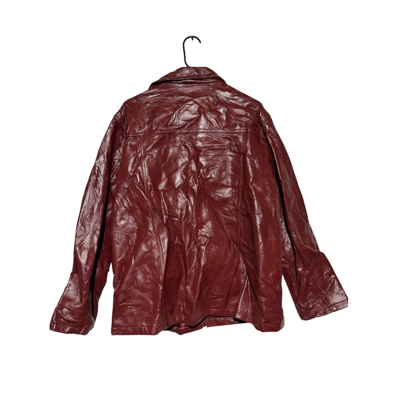 Tudor Court Vintage Leather Jacket Coat Women Size XL Patchwork Oxblood Red