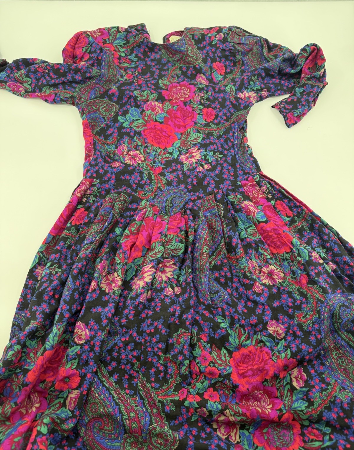 Expo VTG 80’s 90’s Botanical Floral Navy Blue Pink Women’s Dress Size 4