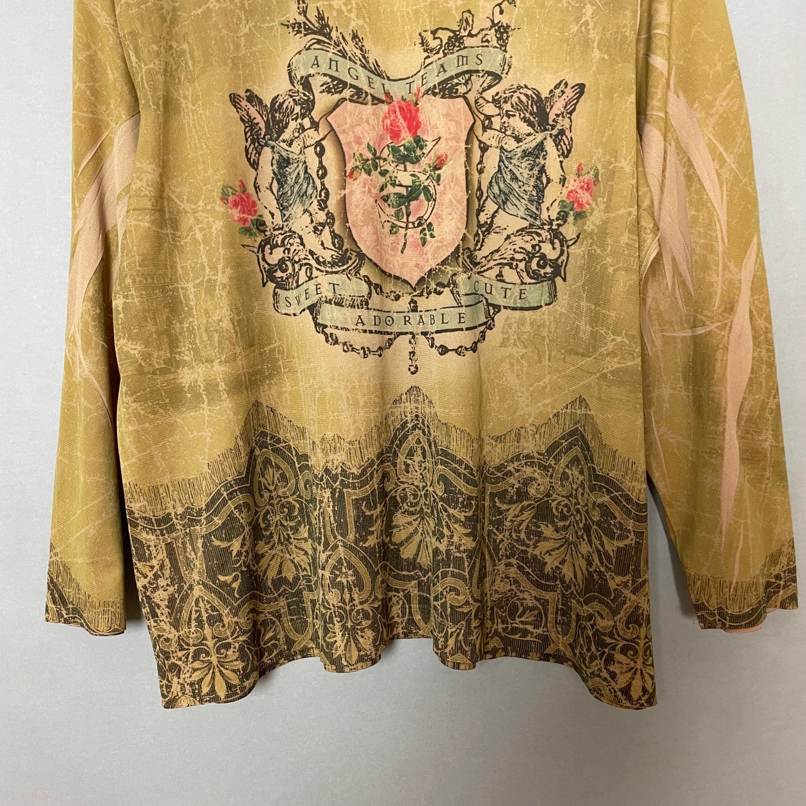 Venezia Angel Teams Shirt Long Sleeve Women Plus Size 22/24 Cherub Print Retro
