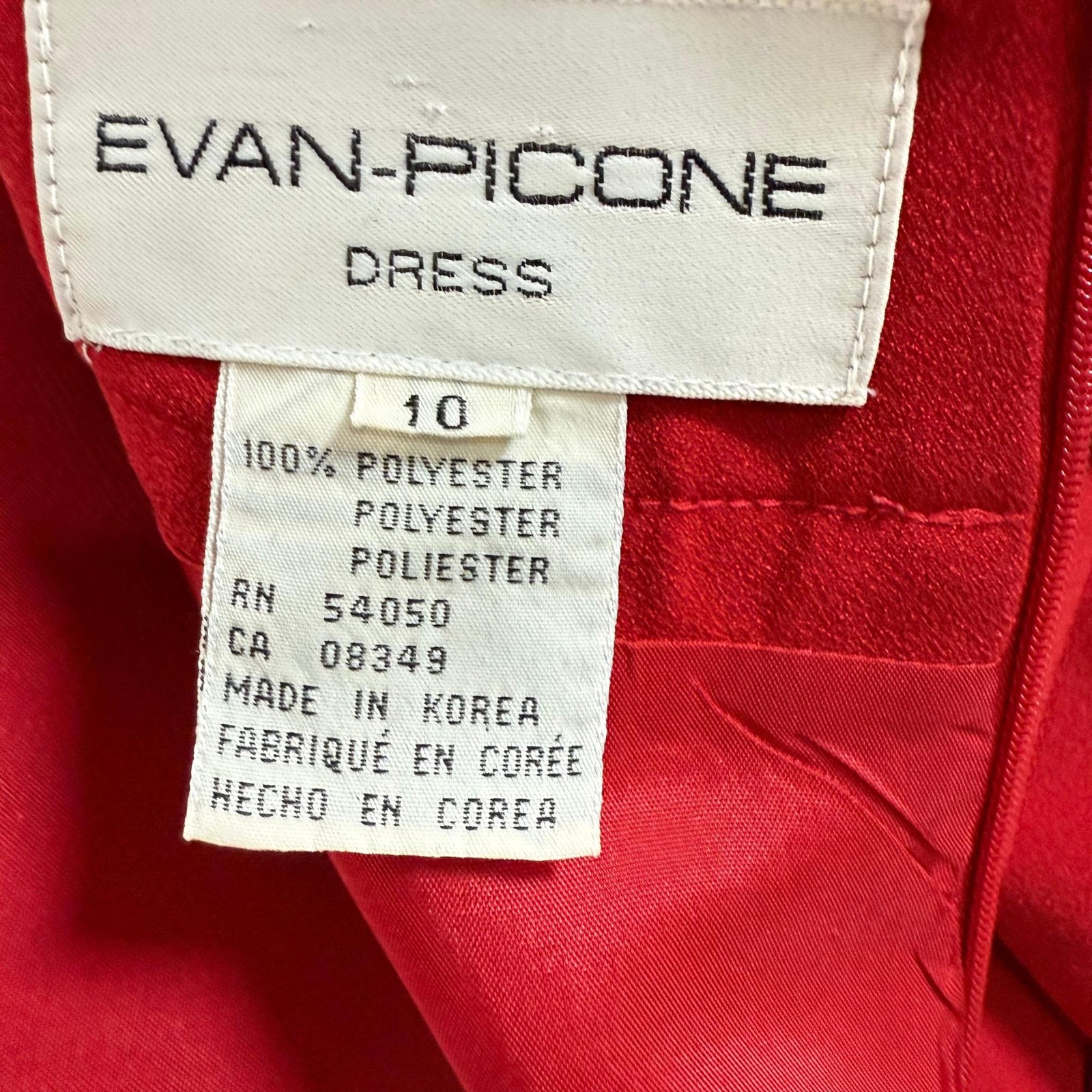 VTG 80s Evan Picone Red Long Sleeve Dress with Gold Buttons Size 10