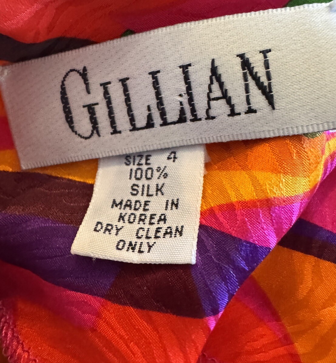 Vintage 1980s Designer Gillian Dress 100% Silk Retro Art Deco Cocktail Size 4