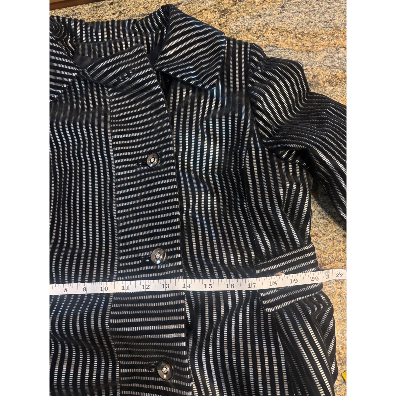 Vintage Count Romi Metallic Silver Black Striped Trench Coat Belted Size 16