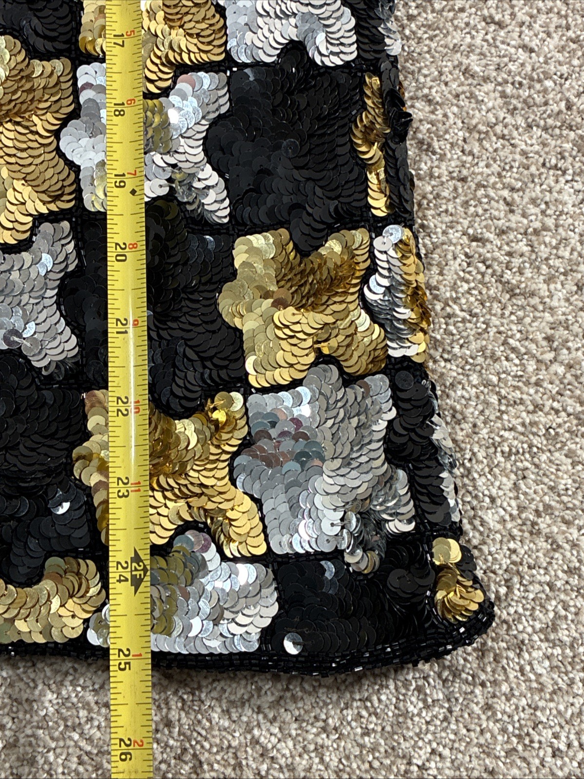 Vintage Modi Silver Gold Black Sequined Silk Evening Cocktail Top Women’s M