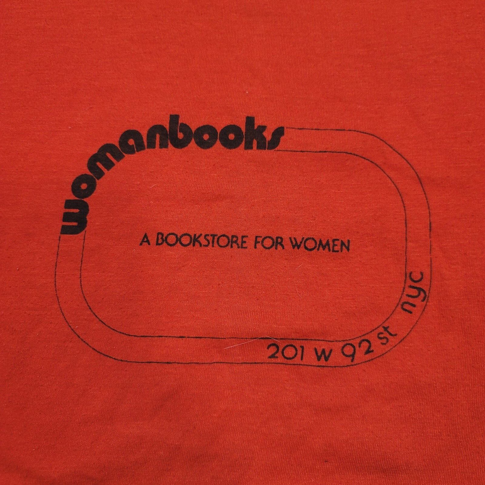 Vintage 70s 80s Womanbooks NYC Book Store Library Feminist LGBT Red T-Shirt L