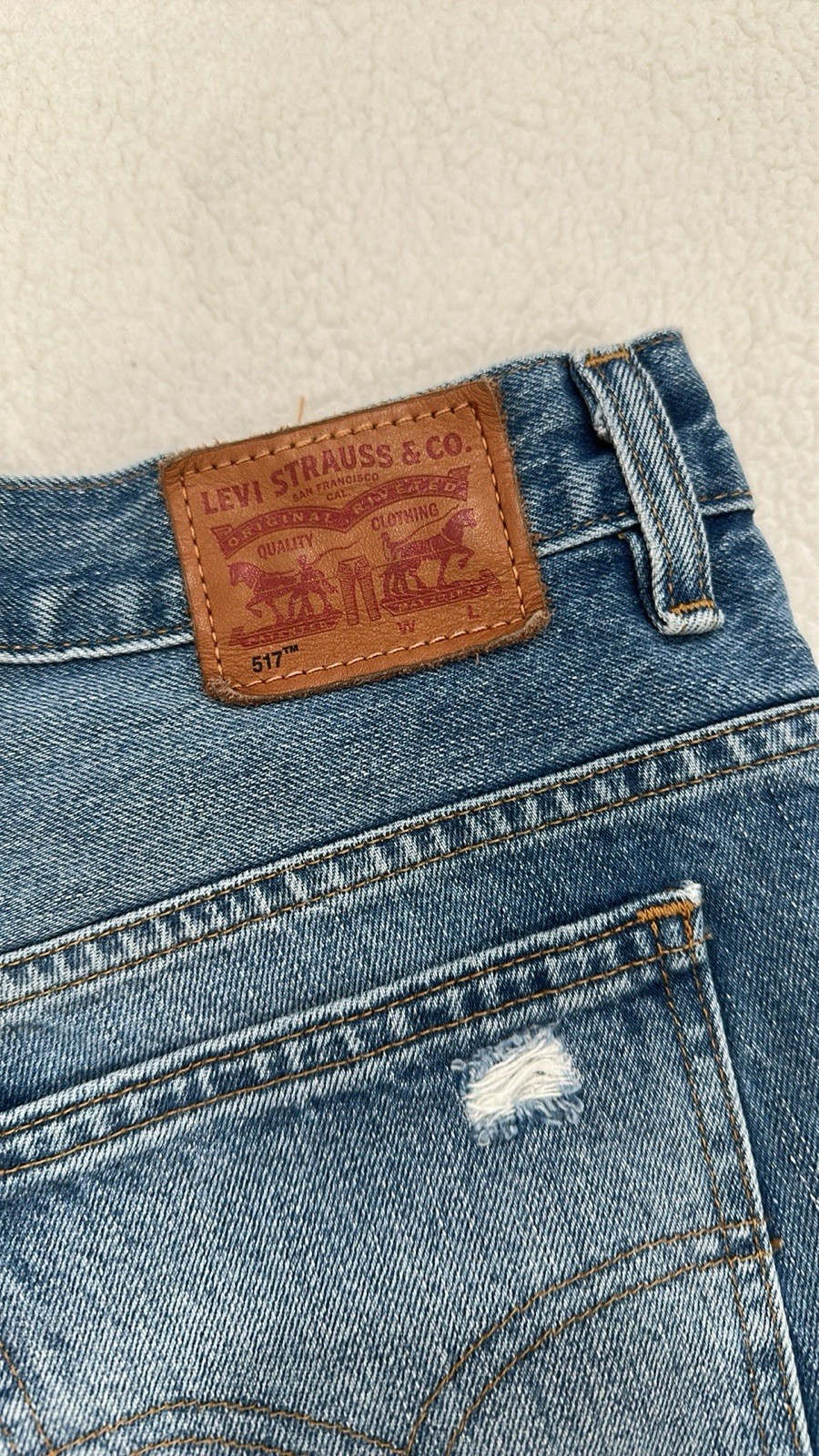 Vintage levis cut-offs denim jean shorts Orange Tag 517 2000s Y2k W 31