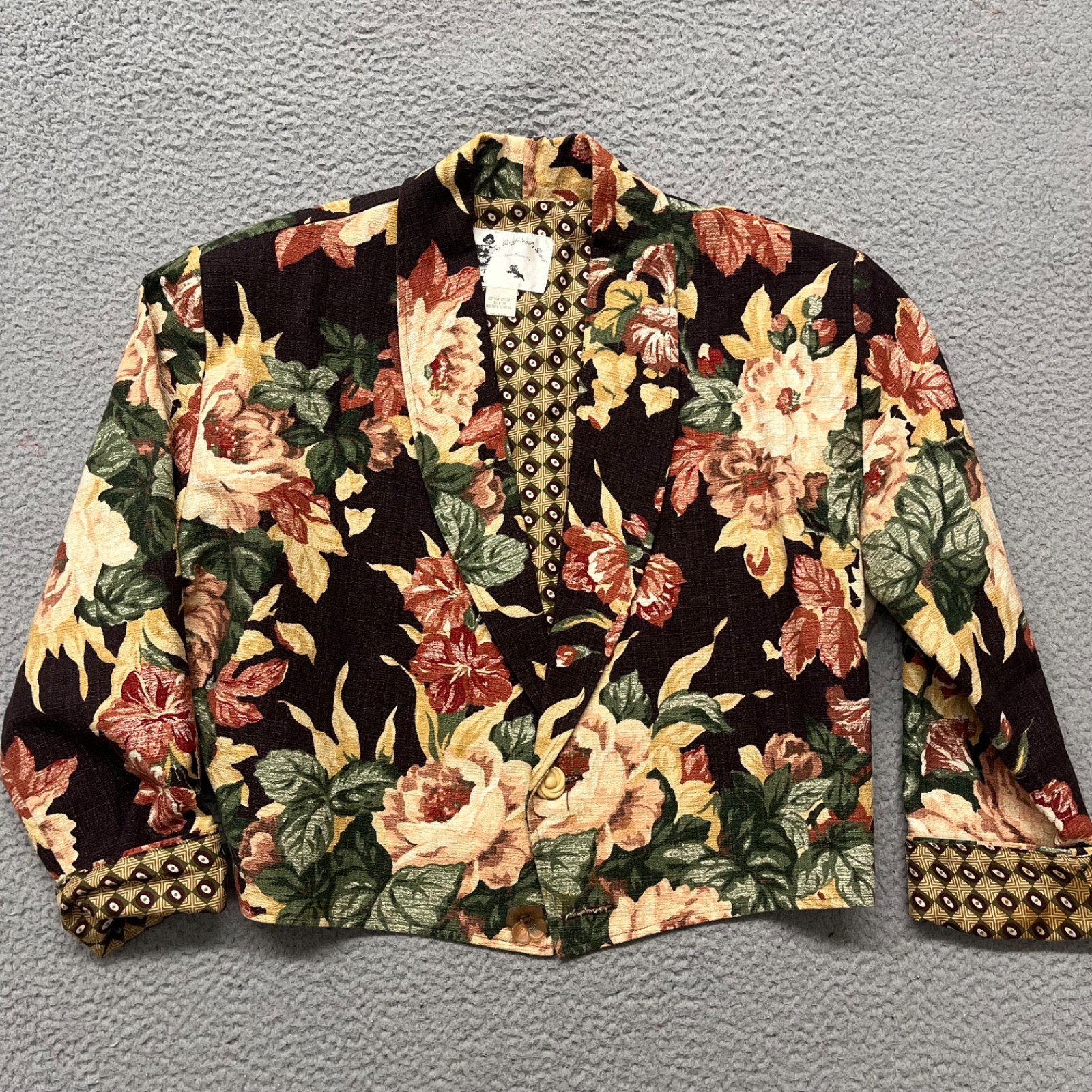 Vtg My Boyfriends Back Jacket Womens OS Floral Blazer Retro Cottagecore USA