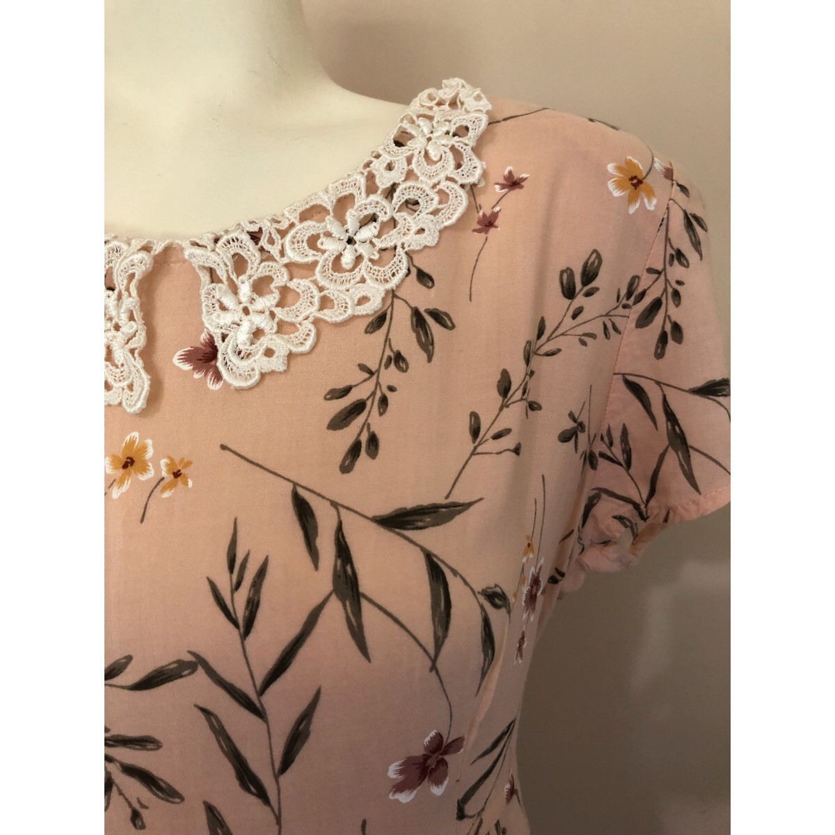 Vintage Darian Petites Light Pink Floral Mid Dress Women Size 8