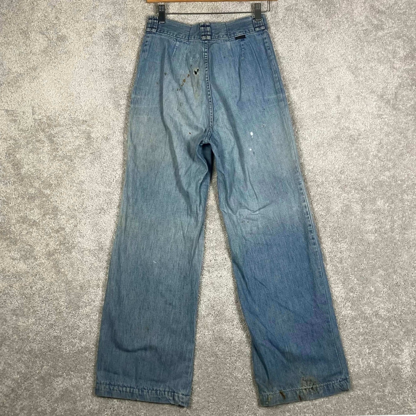VTG 70s Wrangler Womens High Rise Wide Leg Jeans Blue Denim Scovill Zipper 26×27
