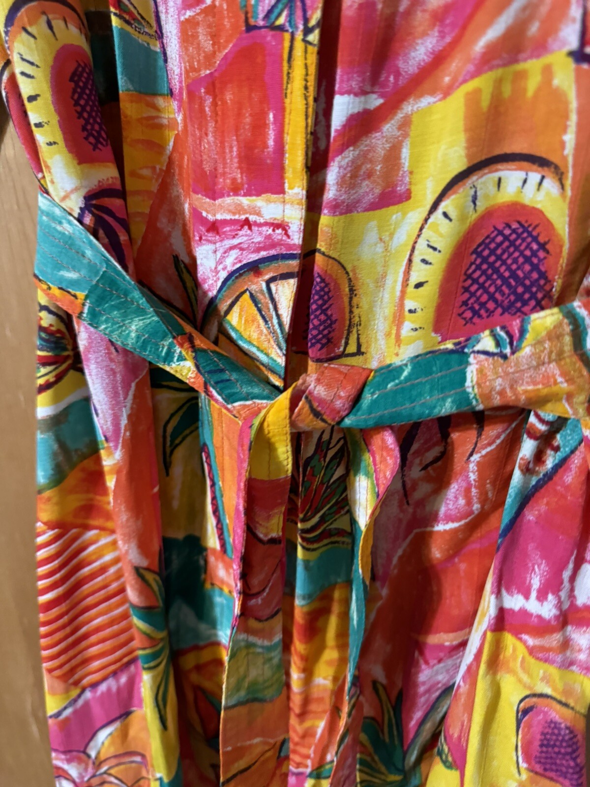 1980s 1990s Resort Wear Print Colorful Retro Dress by George Georgiou Medium