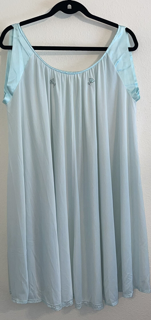 Vintage Claire Sandra by Lucie Ann Nylon Nightgown Nightie S Small Blue