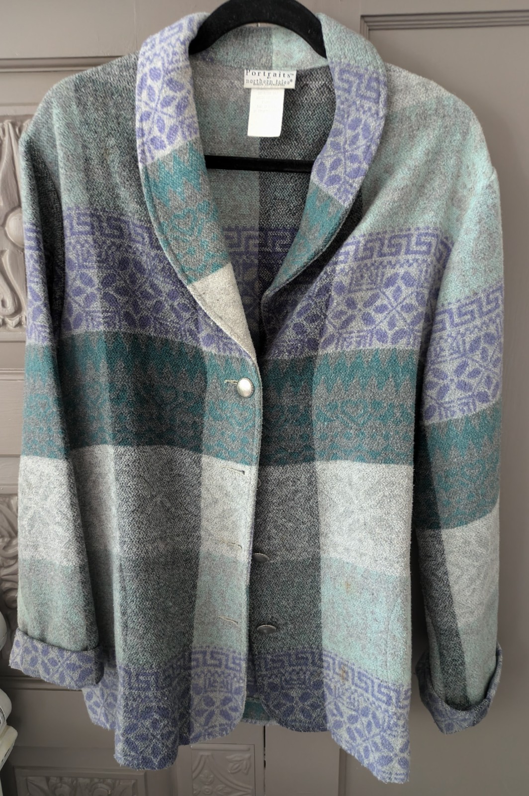Vintage Portraits by Northern Isles Grandma Jacket Women Blazer 20% Wool Size XL