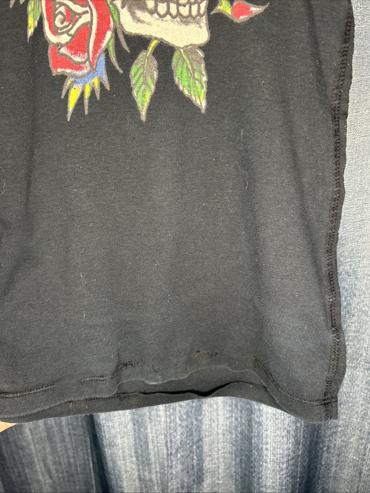Vintage Ed Hardy By Christian Audigier Women’s Black Skull Roses Long T Shirt