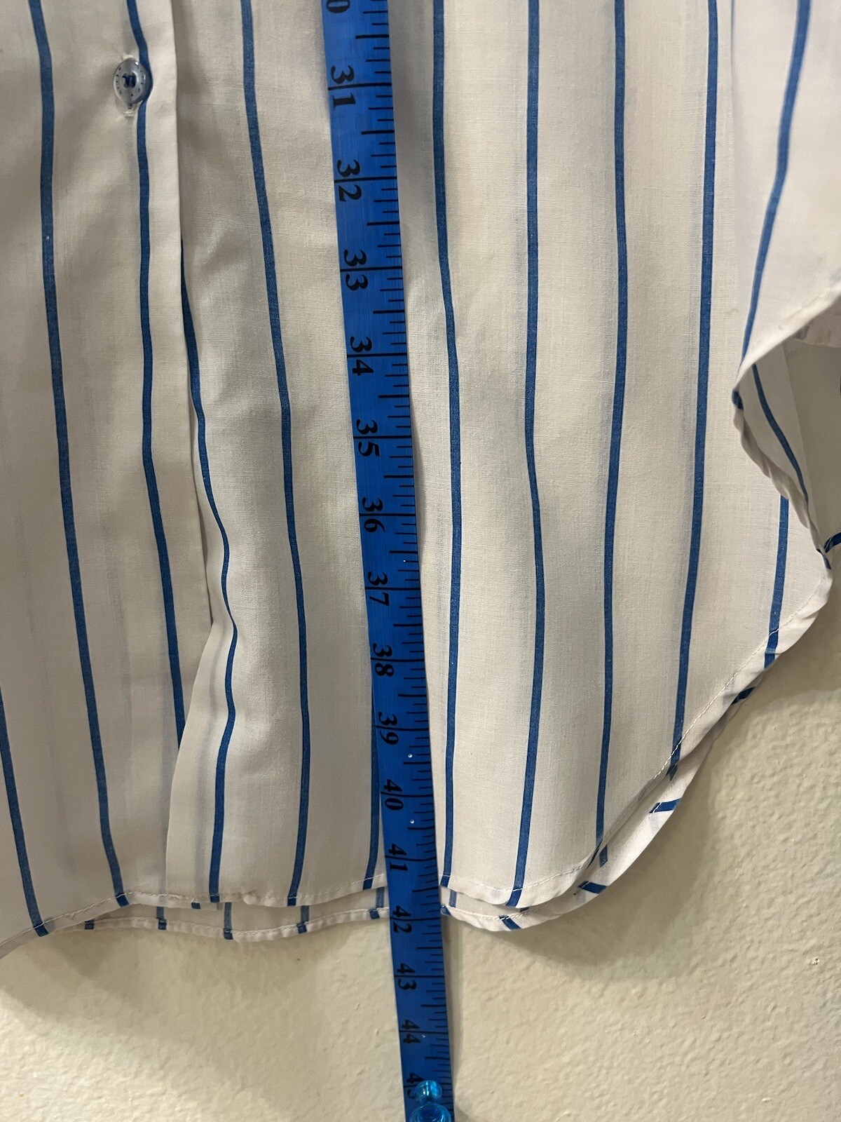 ESLEEP Bay Club Marina Blue Striped Button Up Pajama Shirt Womens One Size.