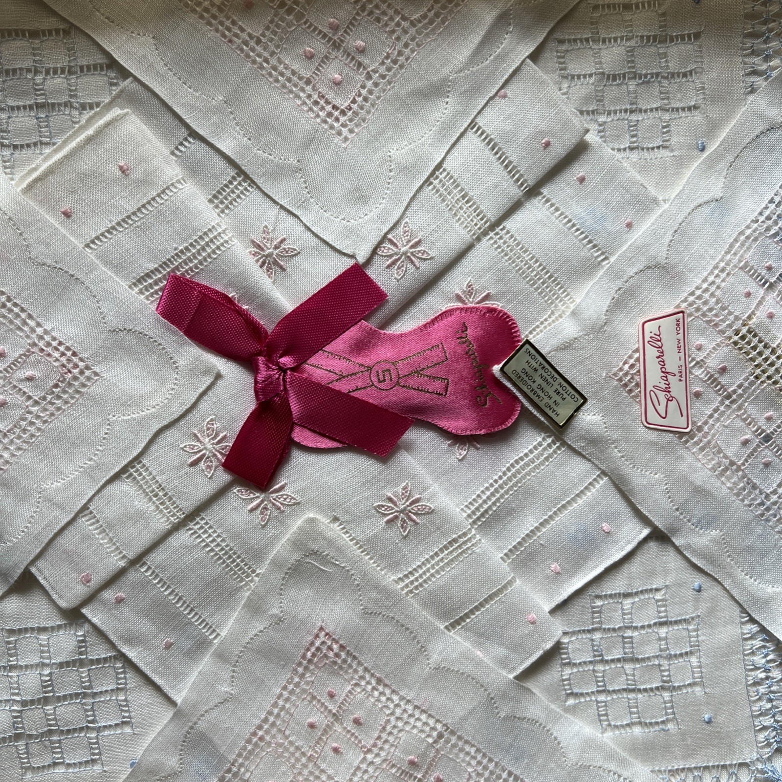 Vintage SCHIAPARELLI Handkerchiefs In Original Box.
