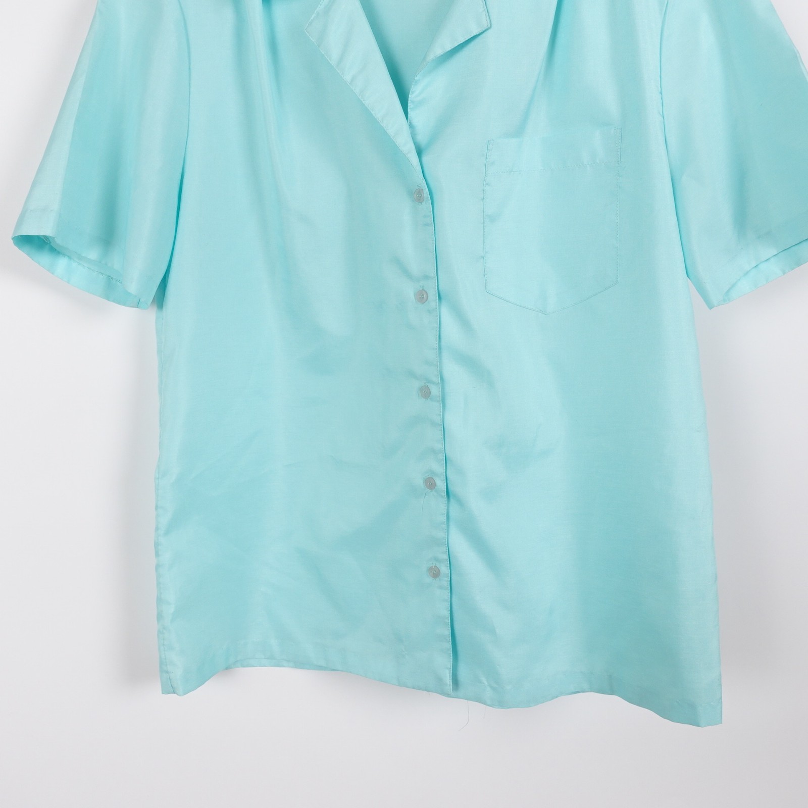 Vintage 70s Silkhana by Lady Manhattan Button Up Blouse Short Sleeve 14 Large