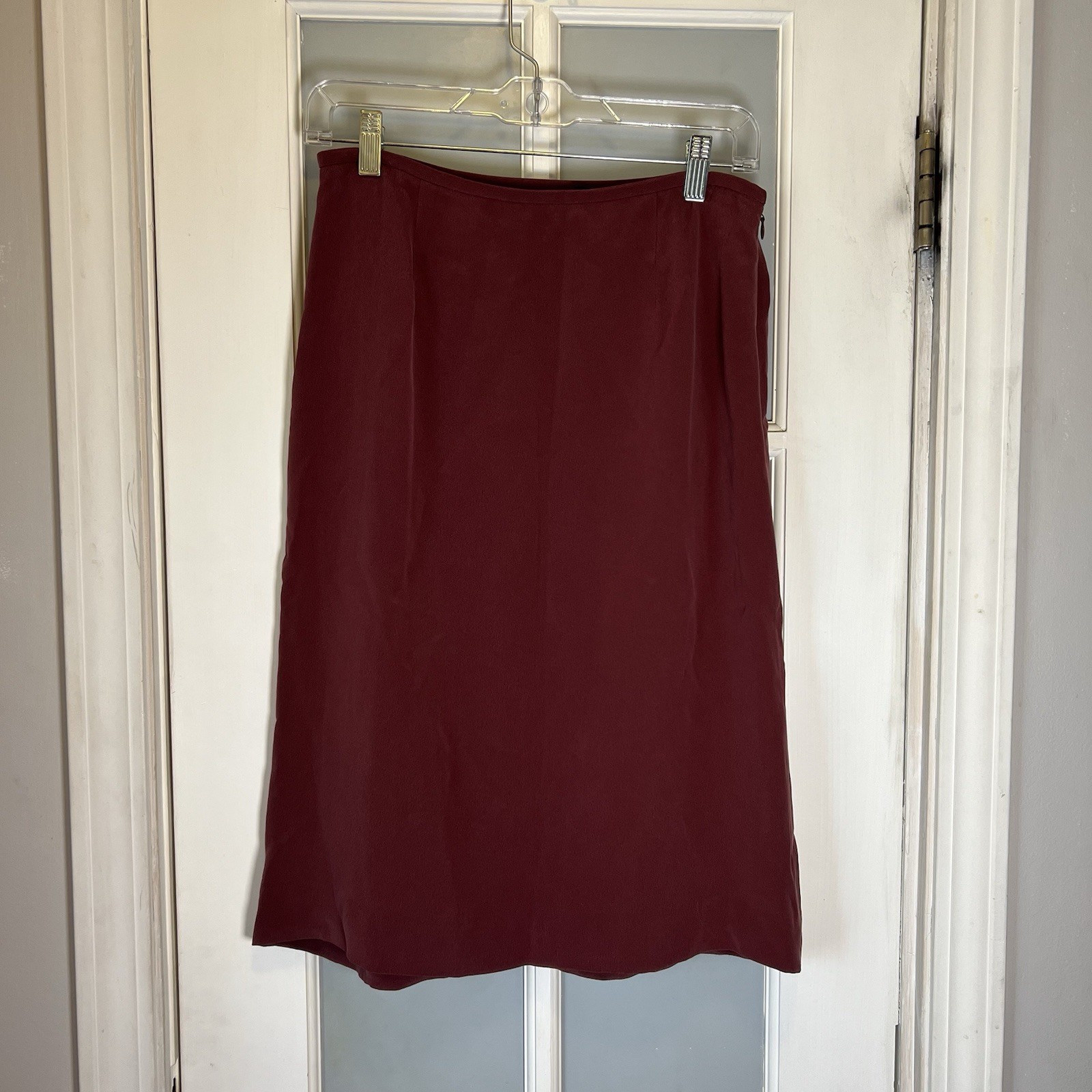 Vintage 90s Y2K 100% Silk Skirt Size 8 Dark Red Fairy Core Whimsygoth Grunge