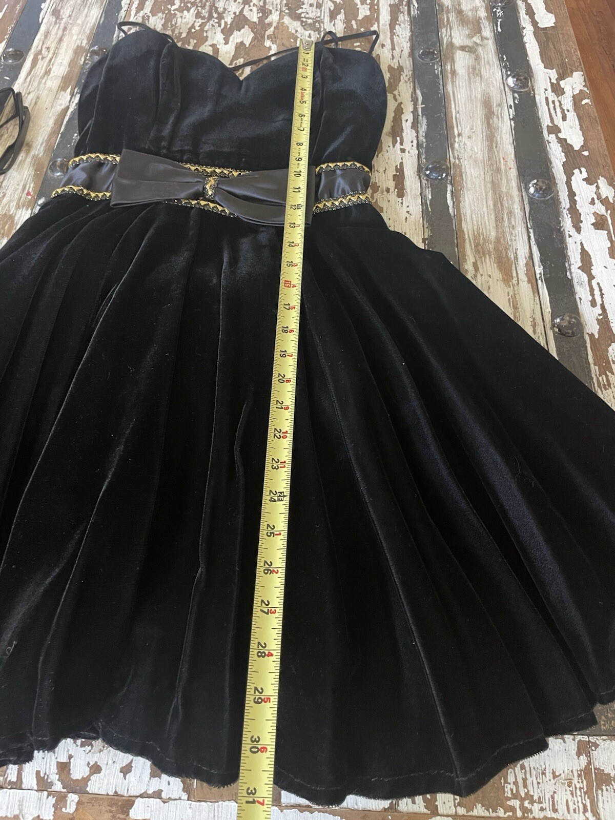 Vtg Formal Short Dress Fashion 1001 Nights Black Velvet Size 0 XS See More Info