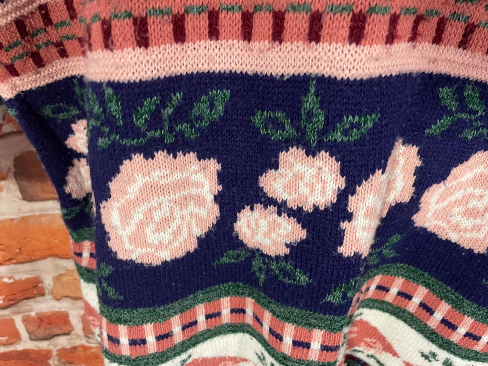 vintage 80s 90s funky country floral sweater – sz 2XL oversized w 3/4 sleeves –
