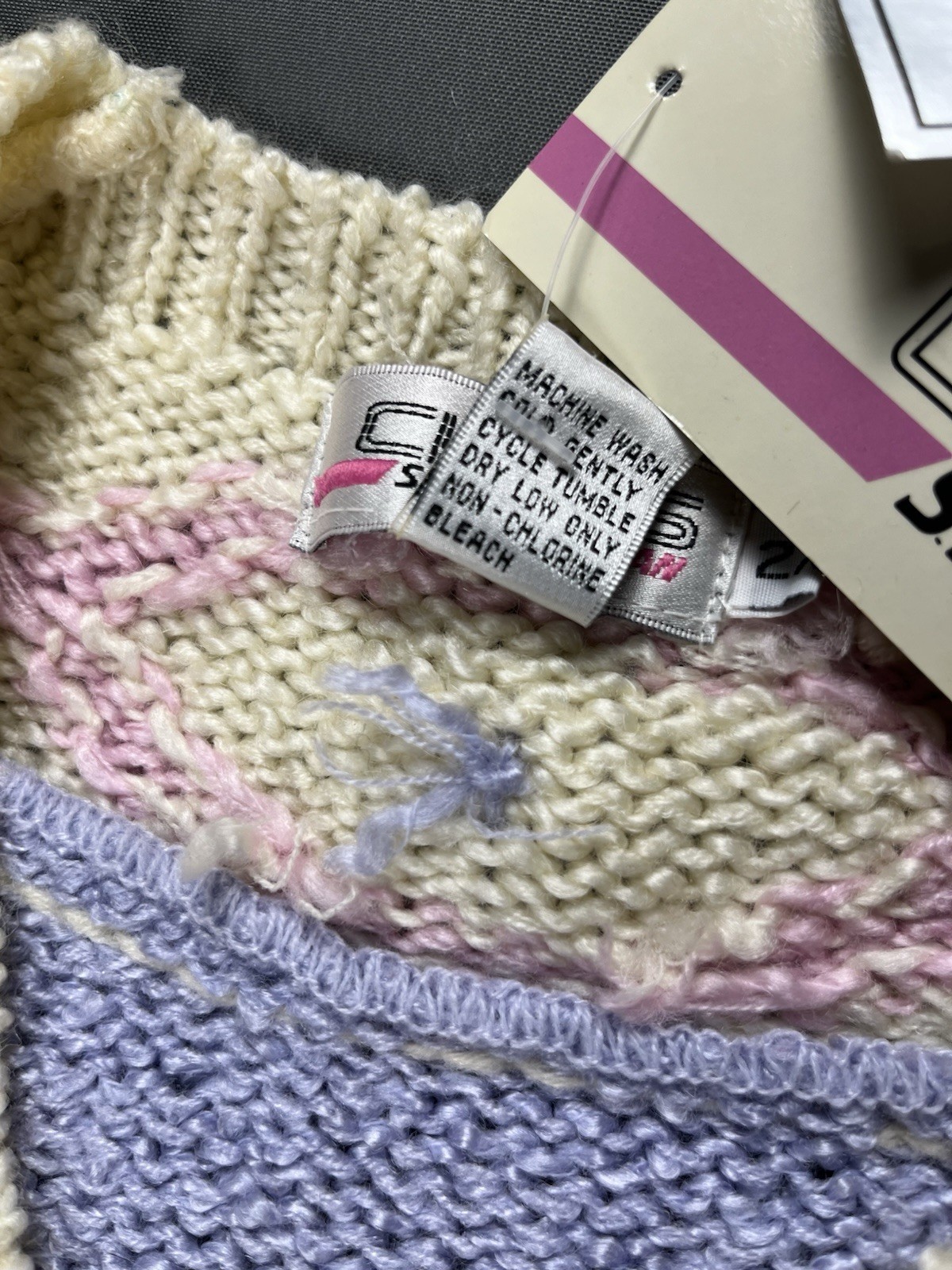 Vintage 80s Chaus Sport Woman Sweater Women’s 2X Pastel Hand Knit Wool Blend