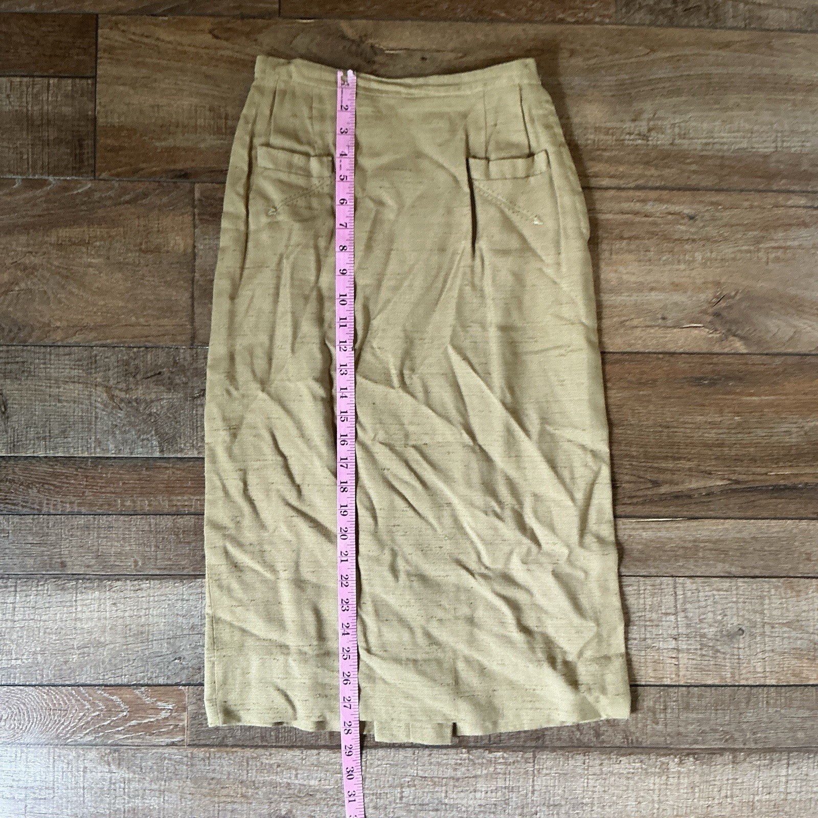 50s 60s VTG Sportempos NY Olive Pencil Skirt Custom Contoured Lined Sz XS #32E2