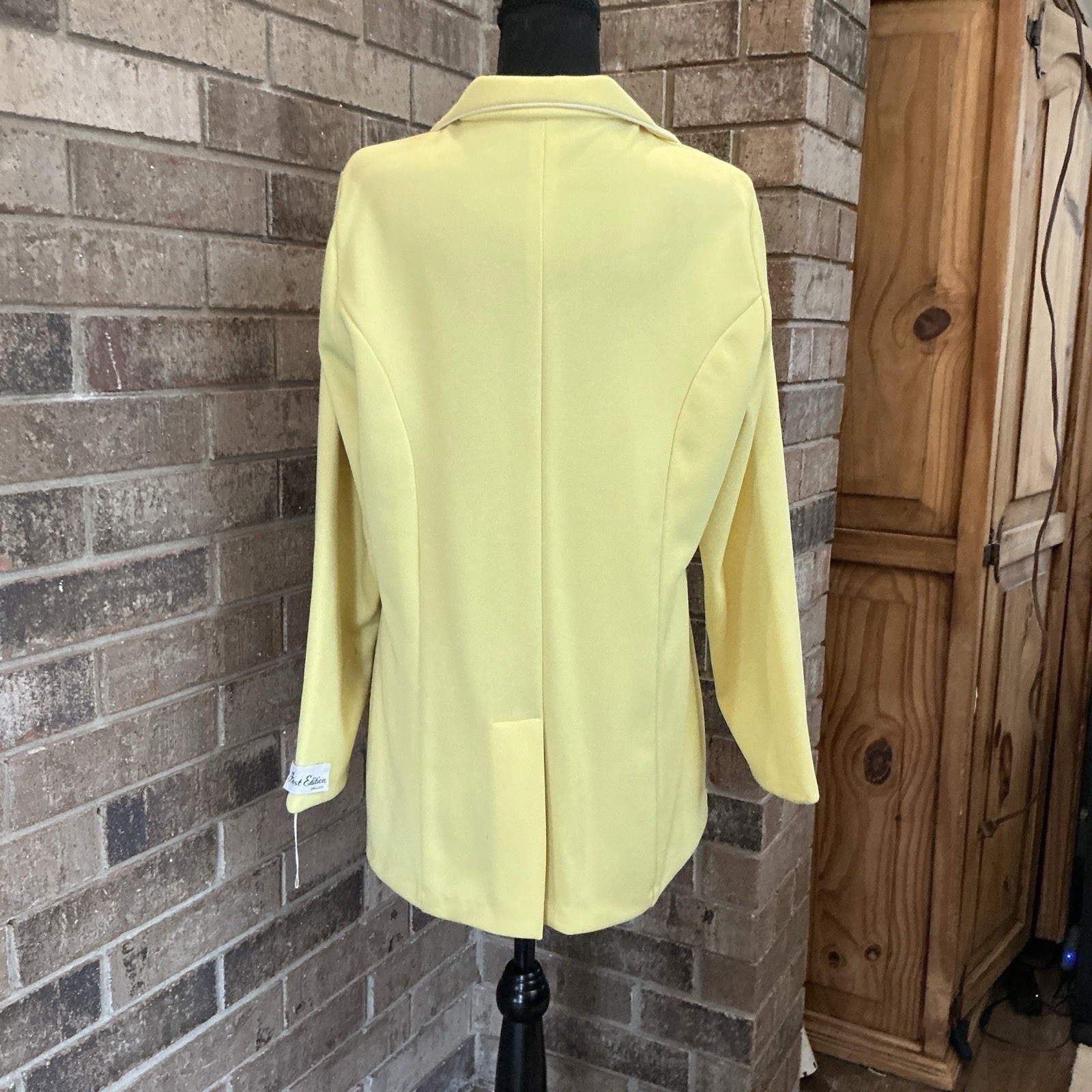 70s VTG First Edition Dallas Yellow Polyester Blazer Skirt Suit Set Size 14 #202