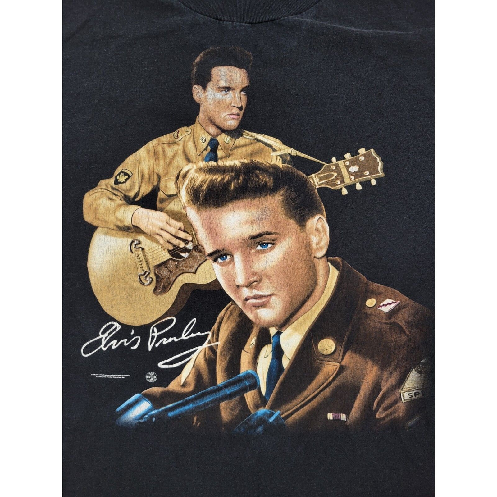 Vintage 90s Trinity Elvis Presley Military Uniform Shirt Unisex XXL 2XL Black
