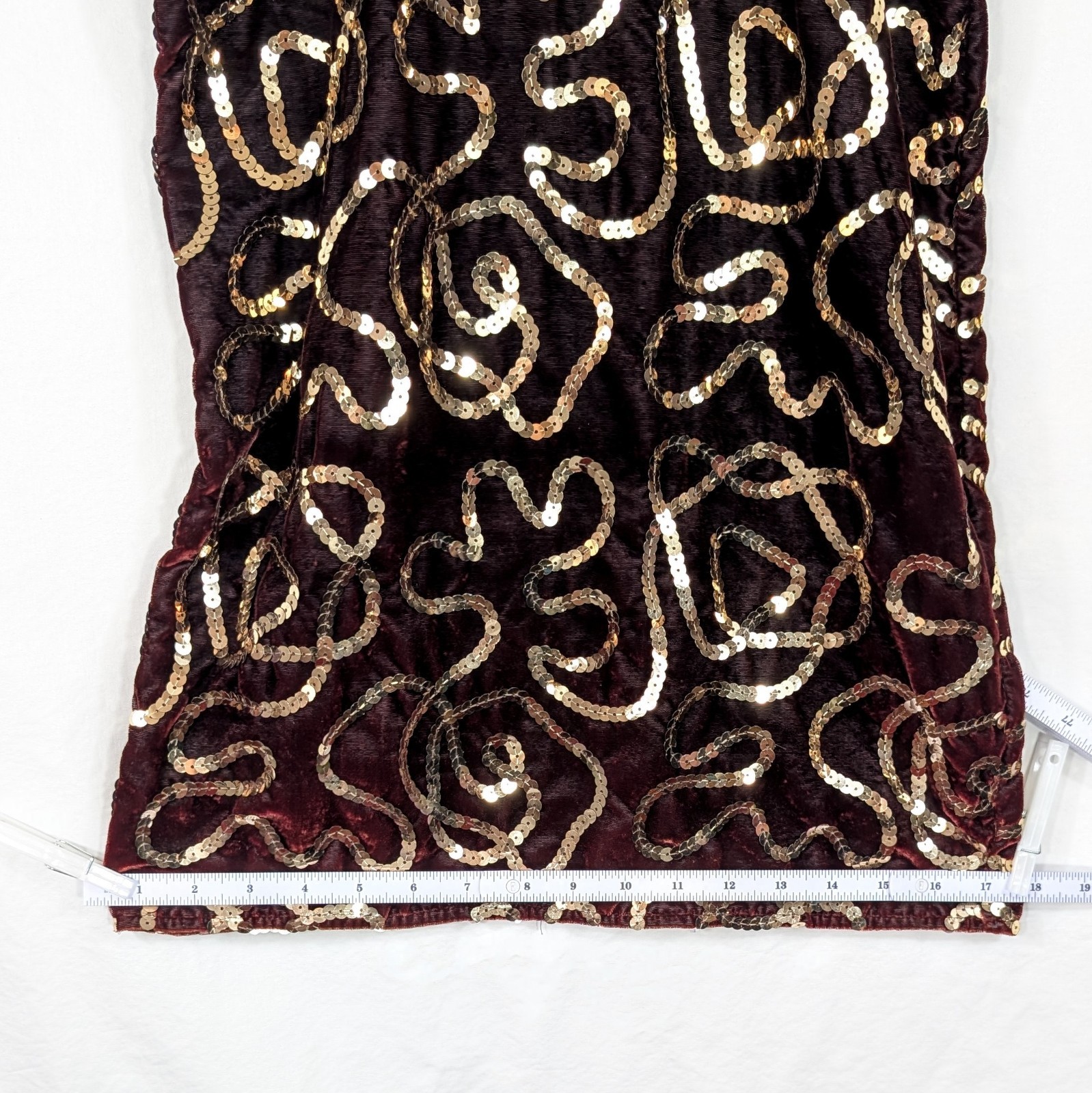 Vtg 80s Midnight Glo Burgundy Velvet Gold Sequin Dress Small Wine Party Cocktail