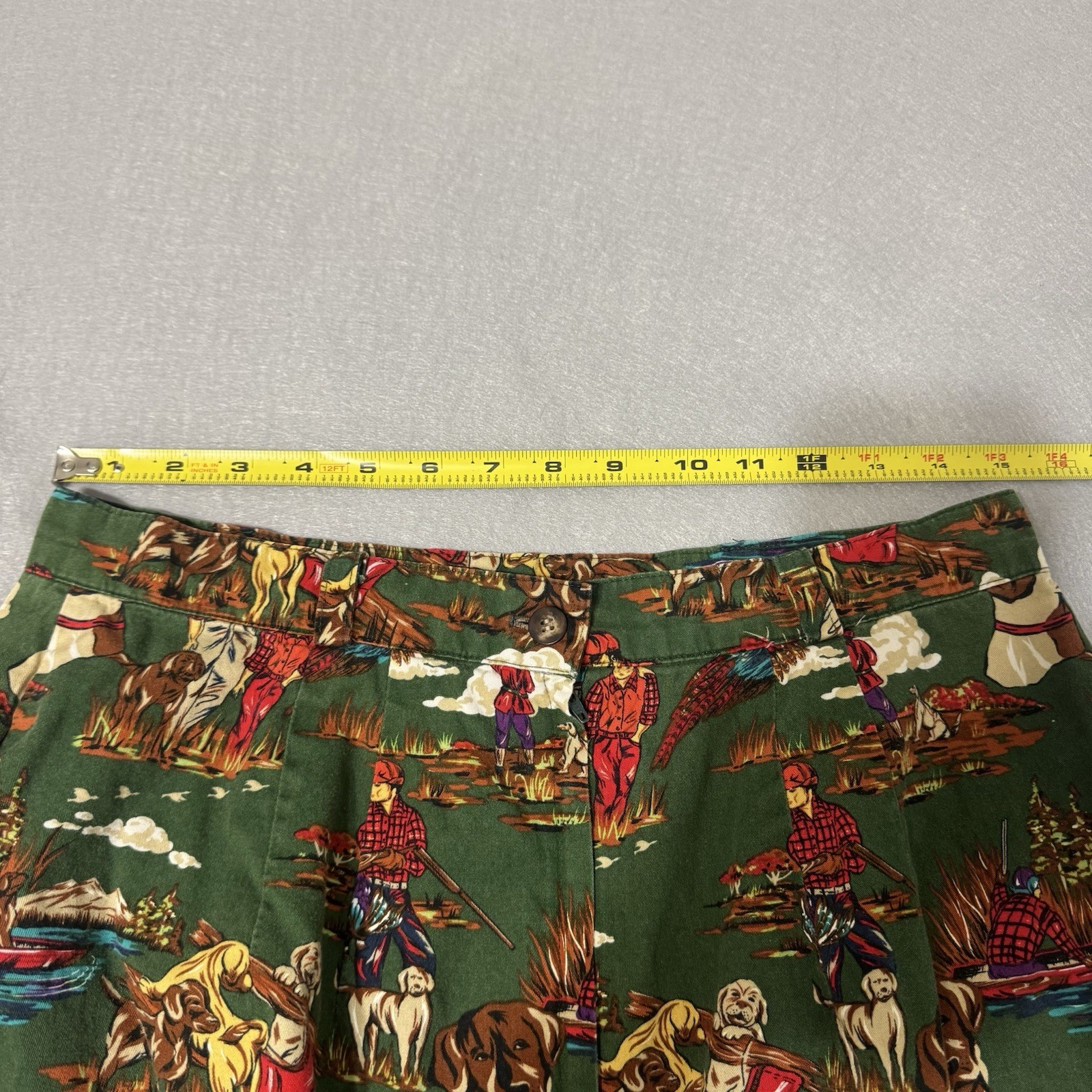 Vintage Skirt Small Sharon Young Hunting Dogs Green Pencil
