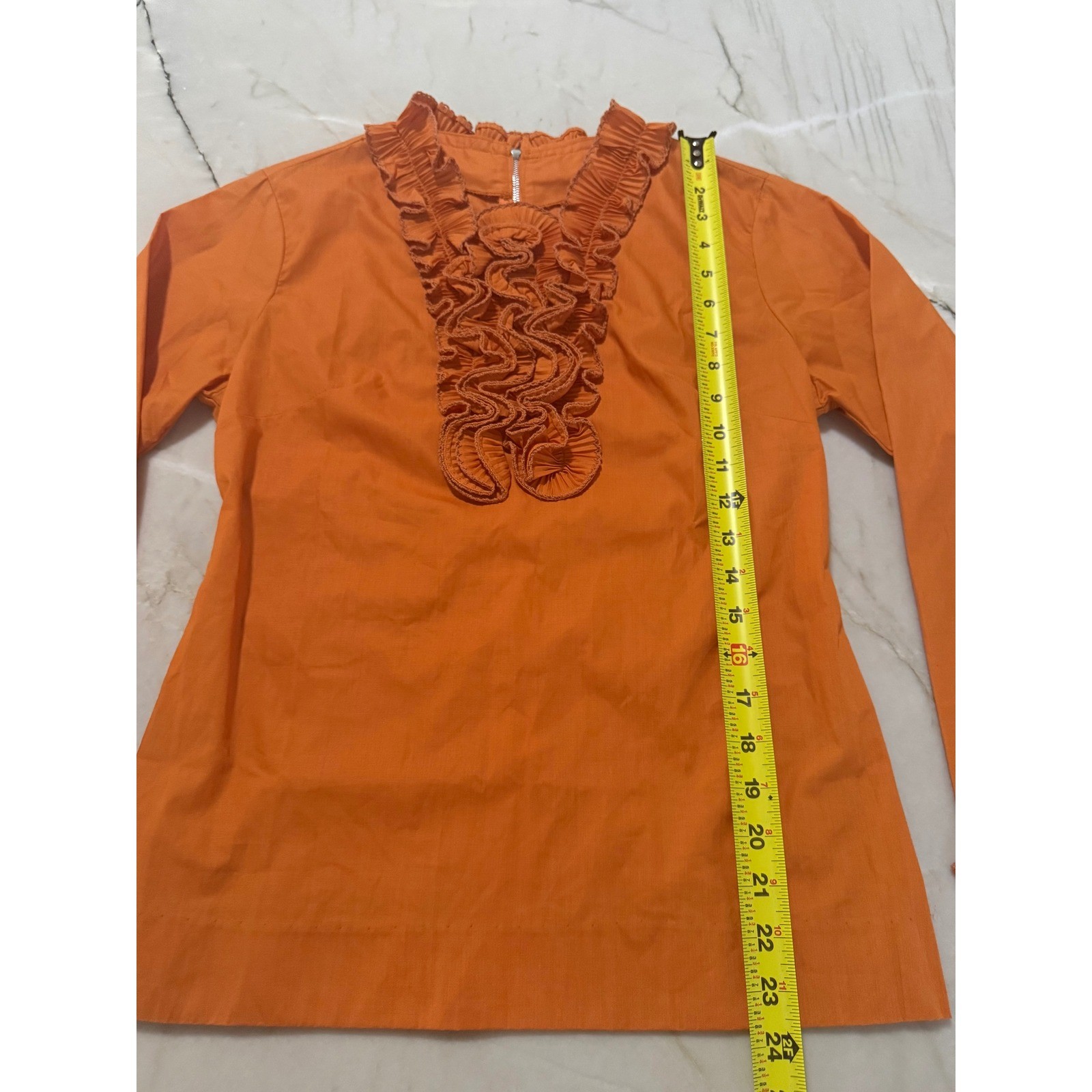 Vintage 70s H Bar C California Ranchwear Rust Tuxedo Ruffle Western Shirt Sz 32