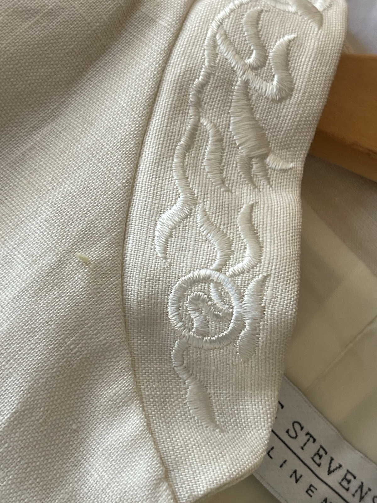 Vintage VALERIE STEVENS Pure Linen, 12, Cream Long Blazer Mandarin Collar NWT