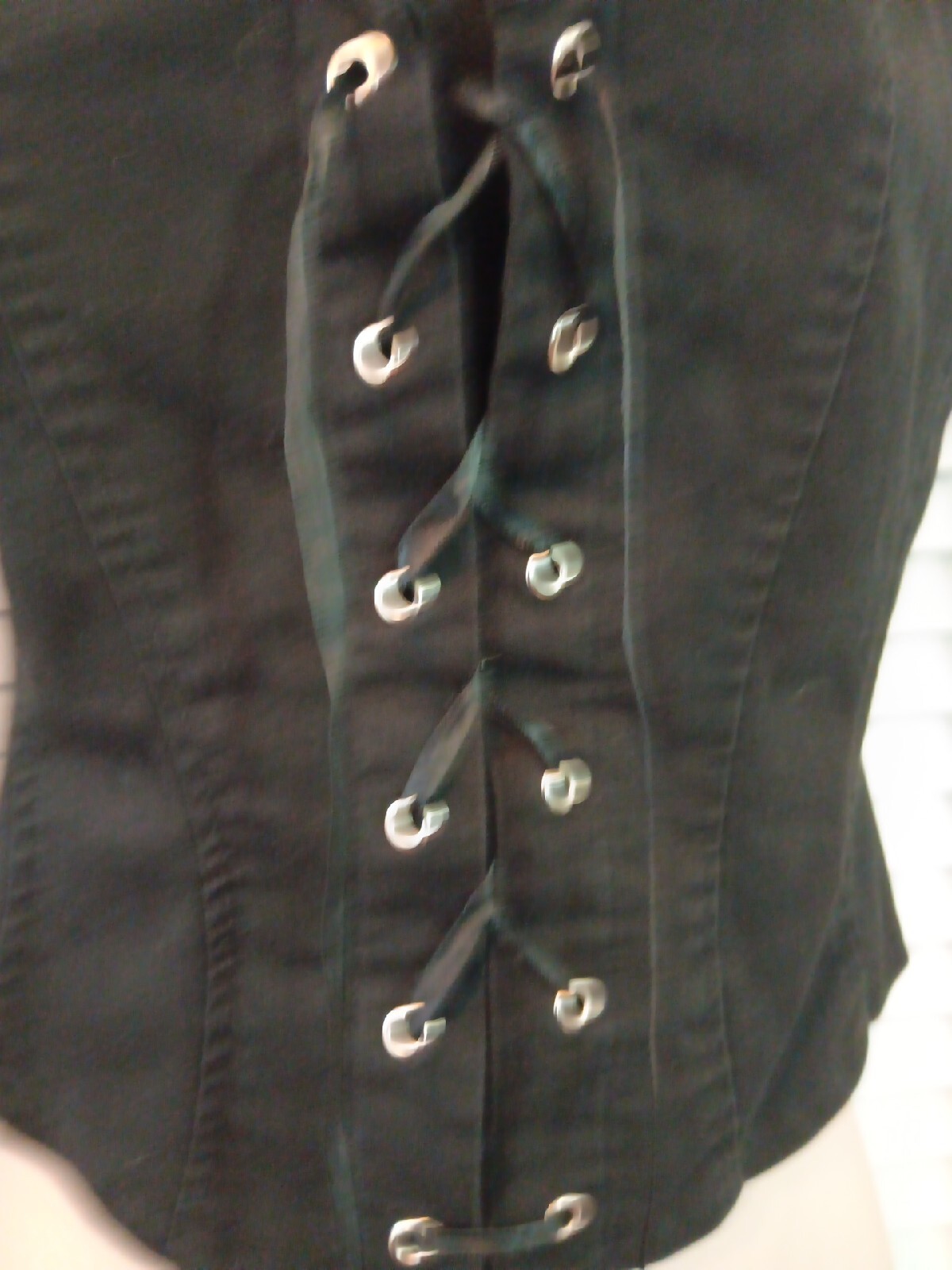 Vintage Black Laceup Corset Cami Sz S