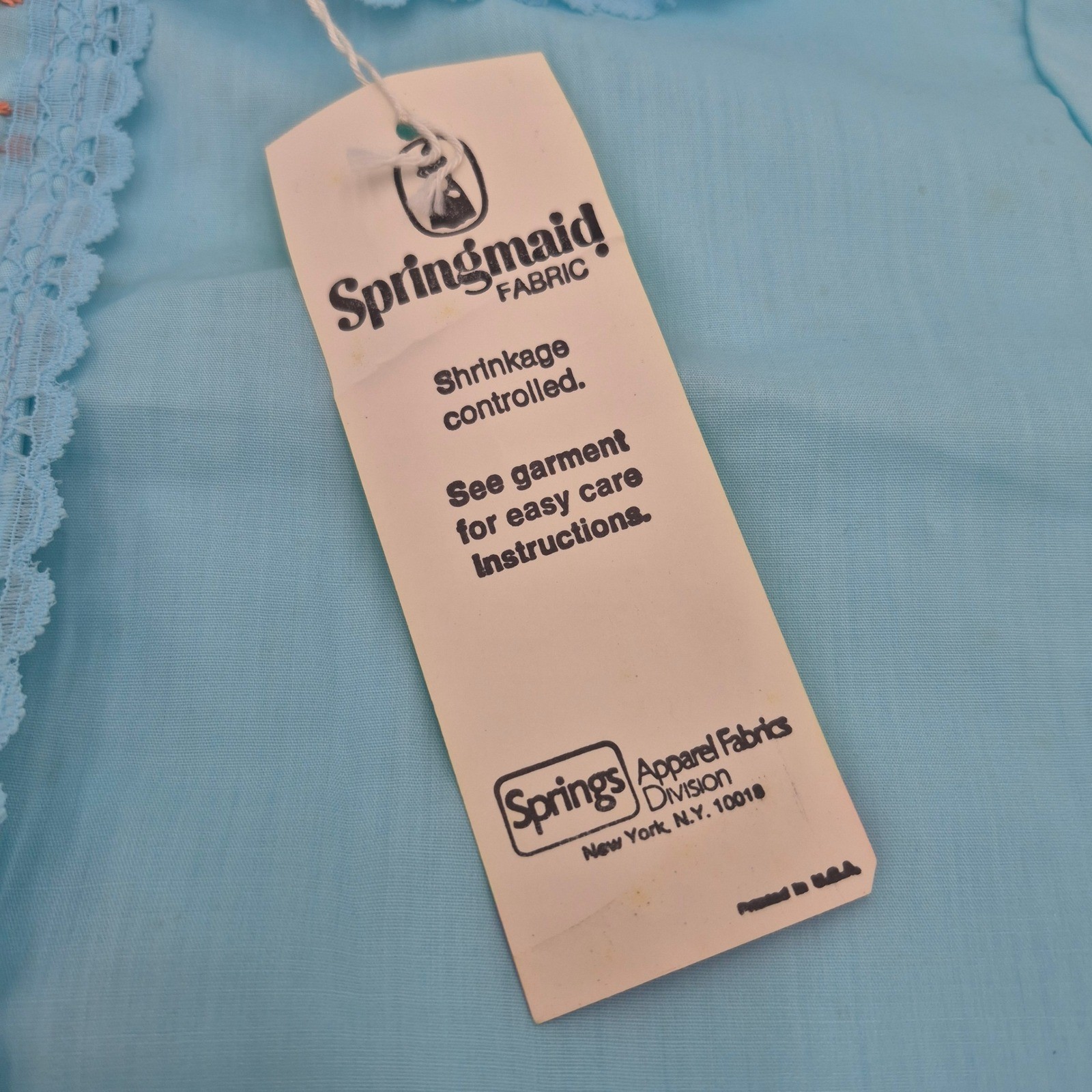 Vintage Springmaid Blue Floral Embroidered Snap Front House Dress Duster NWT L