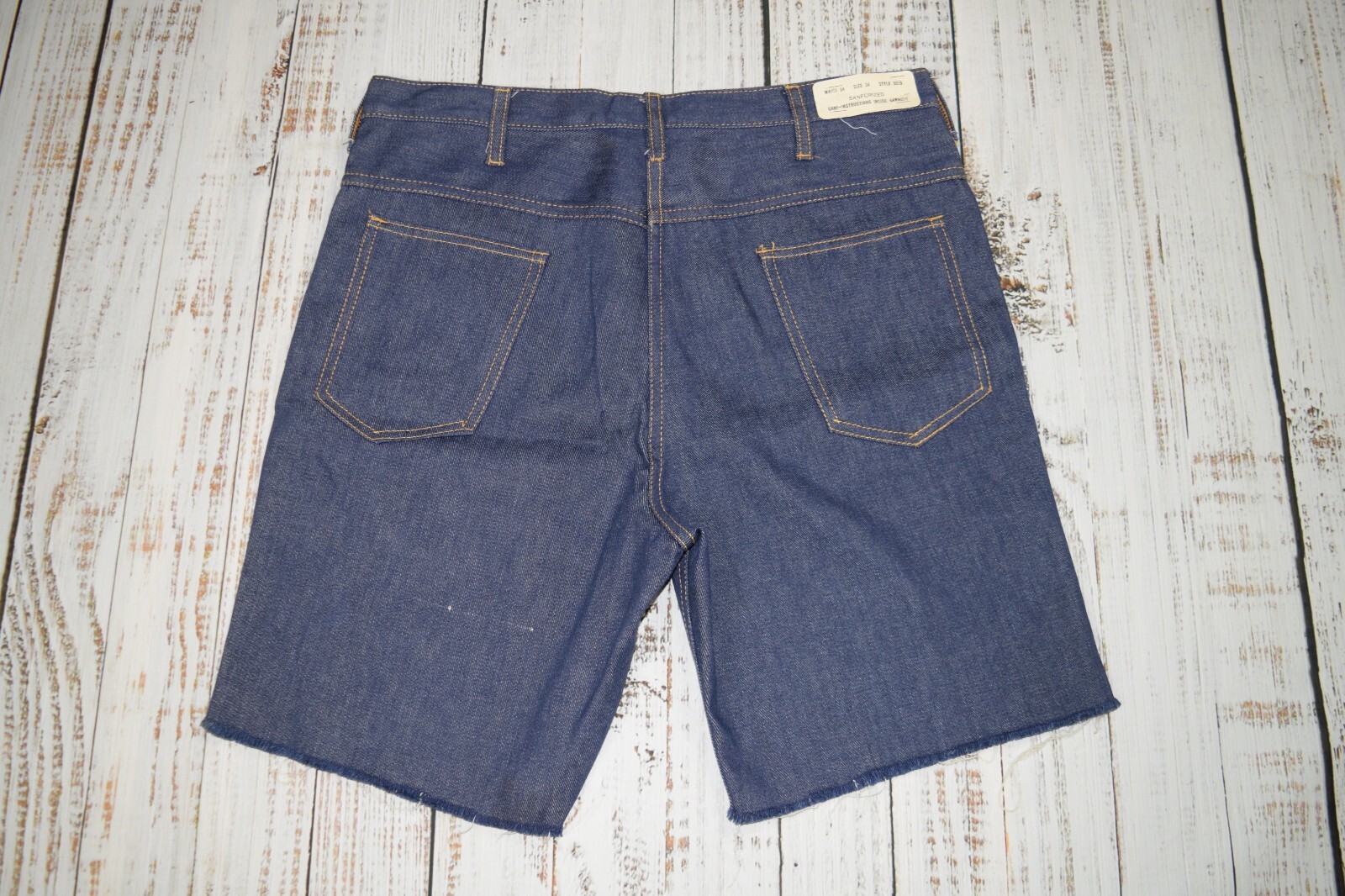 VTG 50s 60s SANFORIZED DENIM CUT OFF Jean Shorts 34″ Waist HONG KONG PIN UP RAW
