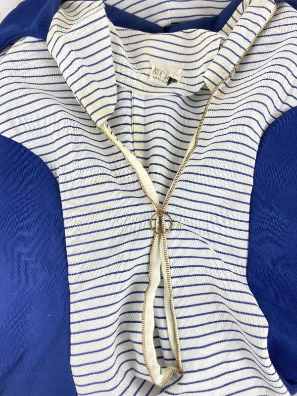 Lot of 2 Vtg 60s Striped Dresses Women’s Sz 12 NPC Fashions Zipper Flaw Blue