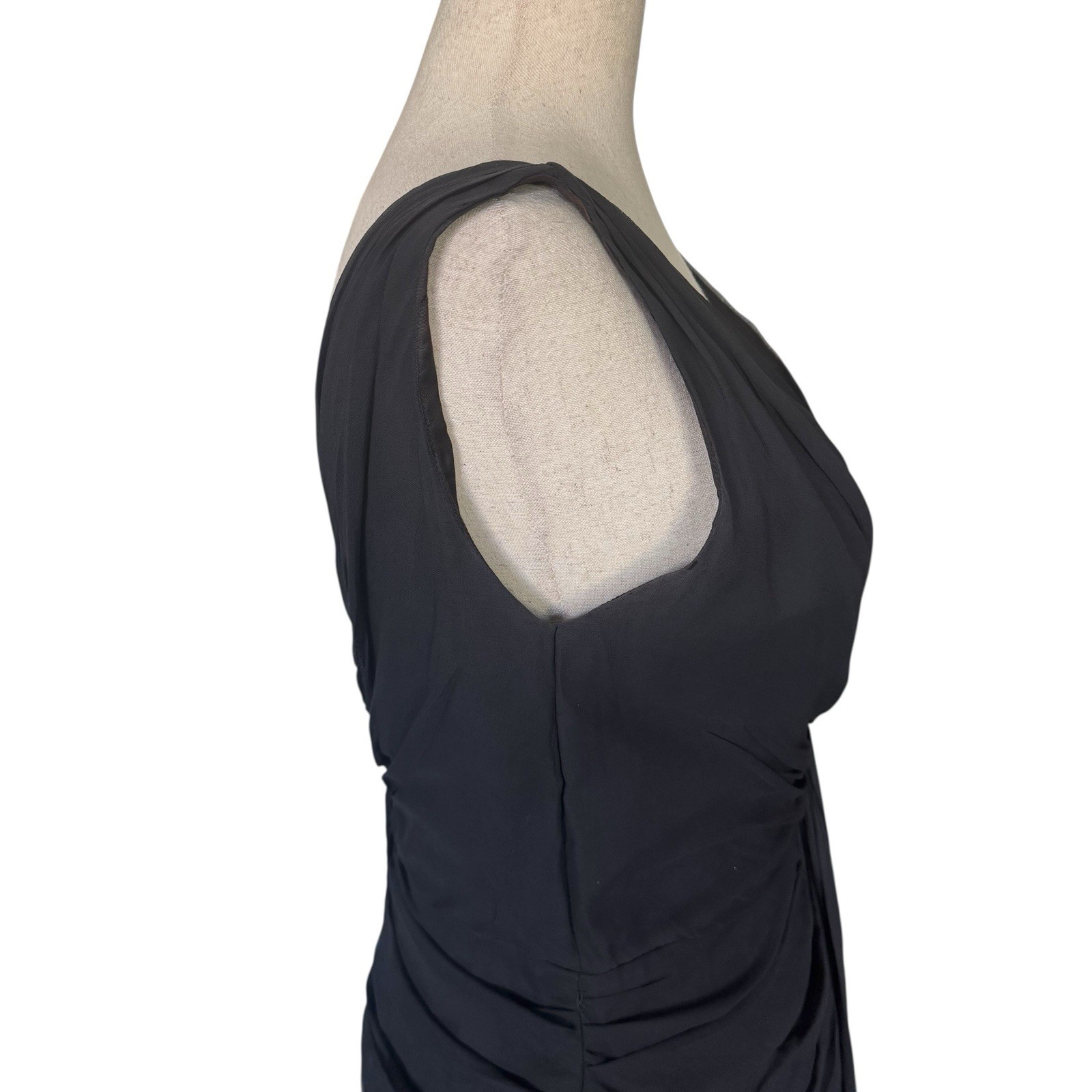 Vintage 50s 60s Black Chiffon Sleeveless Evening Cocktail Wiggle Dress Dessés S