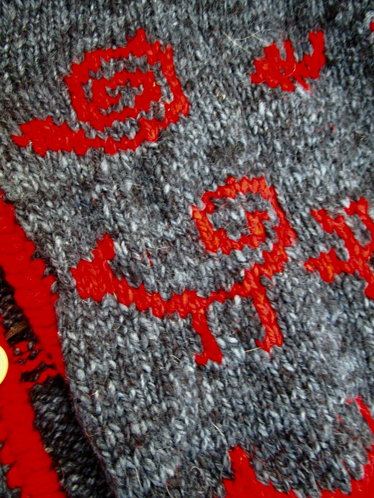 Vintage Amano Wool Wood Boho Tribal Cave Drawing Caridgan Sweater Oversize S L